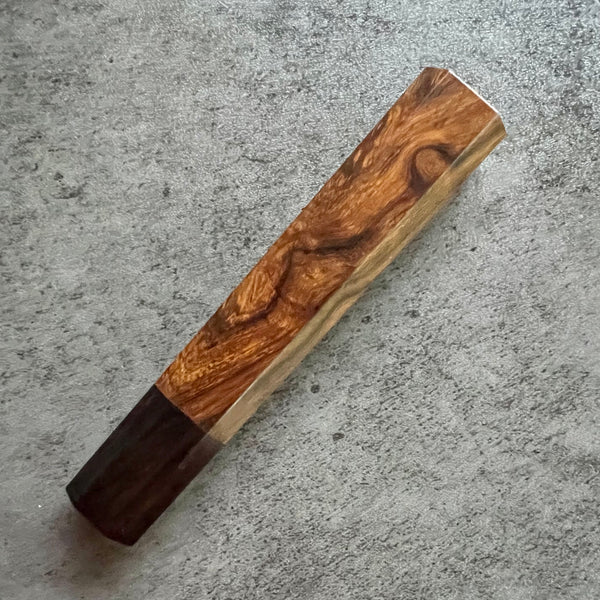 Custom Japanese Knife handle (wa handle)  for petty knives: Desert Ironwood and African Blackwood