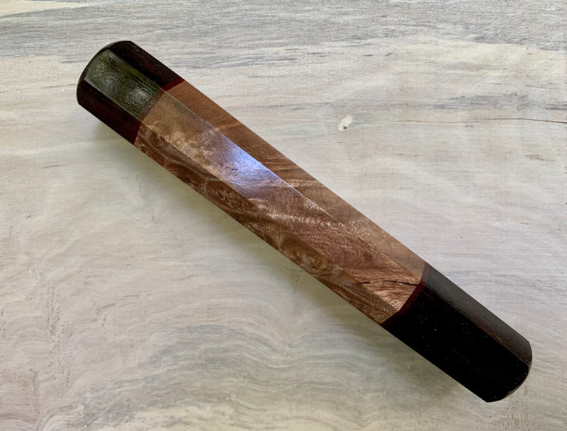 Custom Japanese Knife handle (wa handle) - Maple burl and African Blackwood
