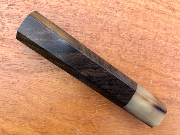 Custom Japanese Knife handle (wa handle) for 165-210 -  African Blackwood and Marbled Horn