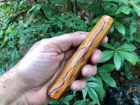 Custom Japanese Knife Handle (Wa Handle) - Amethyst-filled Litchenberg on Osage Orange