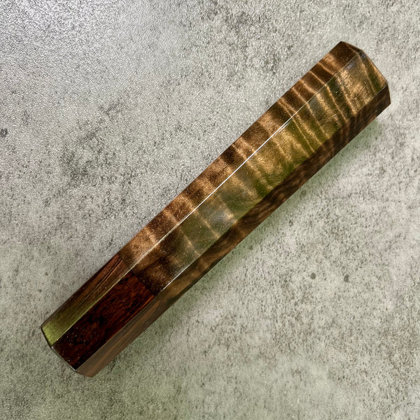 Custom Japanese Knife handle (wa handle)  for 165-210 mm  -    Turkish walnut burl and African Blackwood