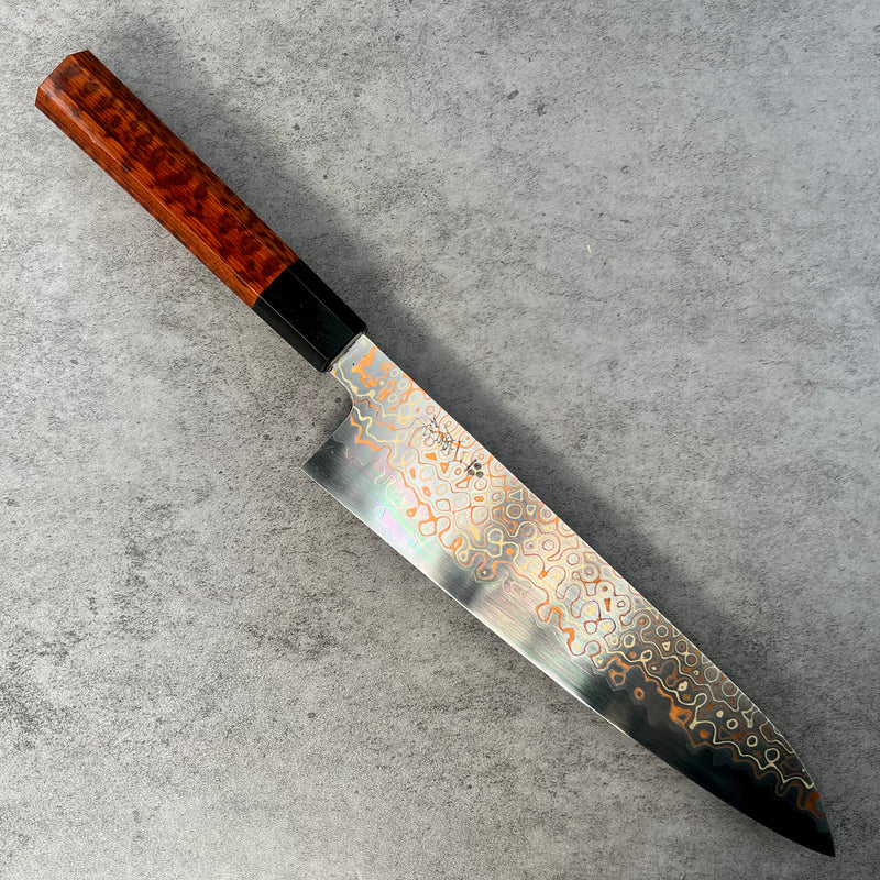 Nigara Hamono Rainbow Damascus  B2 Gyuto 240 mm - Snakewood and horn