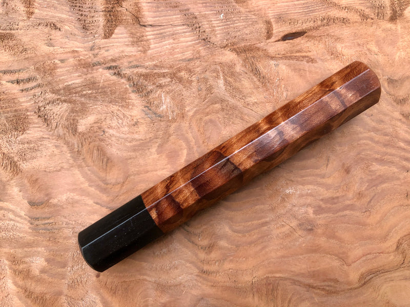 Custom Japanese Knife Handle - Curly redwood