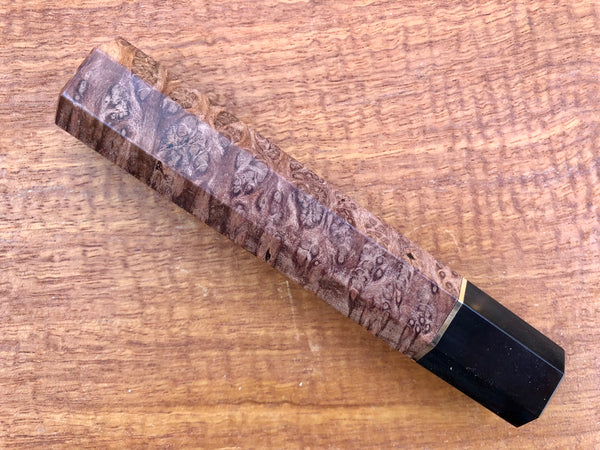 Custom Japanese Knife handle (wa handle)  for 210-240mm  - Redwood burl and horn