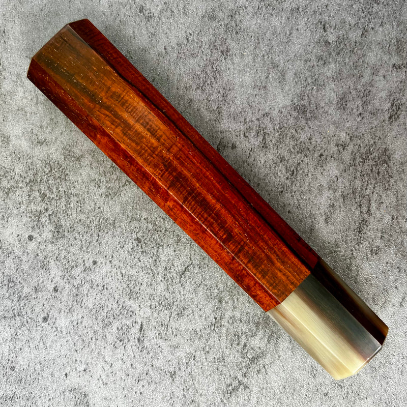 Custom Japanese Knife handle (wa handle)  for 240mm -   Tight curly Siamese Rosewood and marbled horn