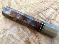Custom Japanese Knife Handle (Wa Handle) - Honduran Rosewood Burl and Blonde Horn