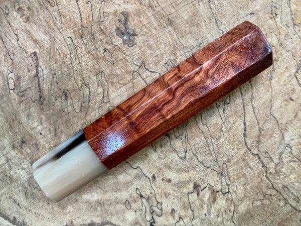 Custom Japanese Knife handle (wa handle) - Siamese Rosewood and marble horn