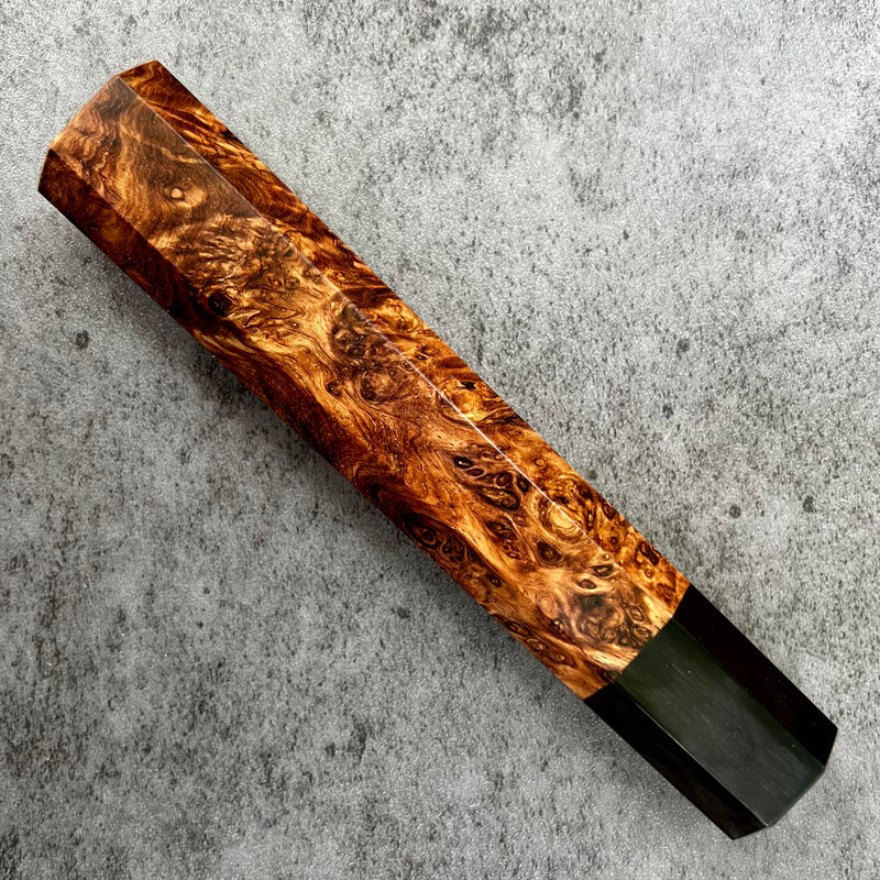 Custom Japanese Knife handle (wa handle)  for 240-270mm -   Honduran Rosewood Burl and horn