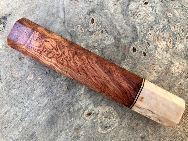 Custom Japanese Knife handle (wa handle)  for 240mm -   Figured Siamese rosewood