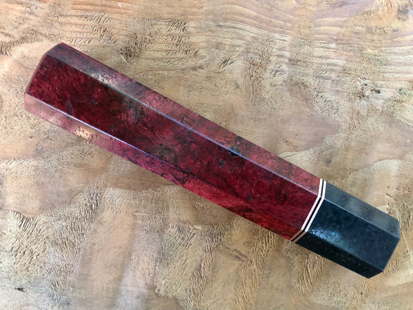 Custom Japanese Knife handle (wa handle)  for 240mm - Dyed mango burl and carbon fiber