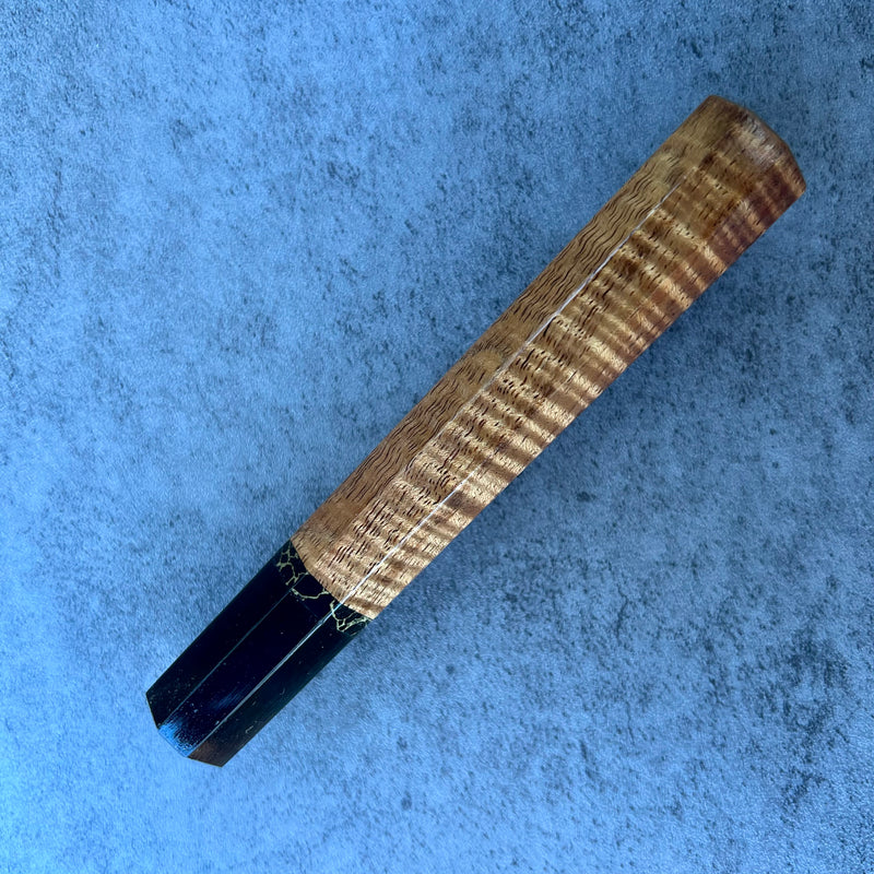 Custom Japanese Knife handle (wa handle)  for 165-210mm: Curly Tasmanian Blackwood with horn