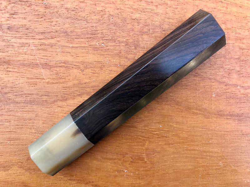 Custom Japanese Knife handle (wa handle) for 165-210 -  African Blackwood and Marbled Horn