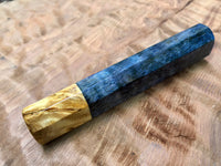 Custom Japanese Knife Handle (Wa Handle) - Dyed Quilted, Spalted Maple with Yellow Cedar