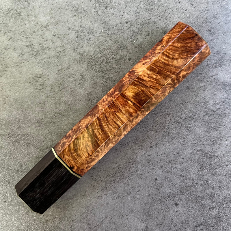 Custom Japanese Knife handle (wa handle)  for 240mm -  Amboyna burl and horn