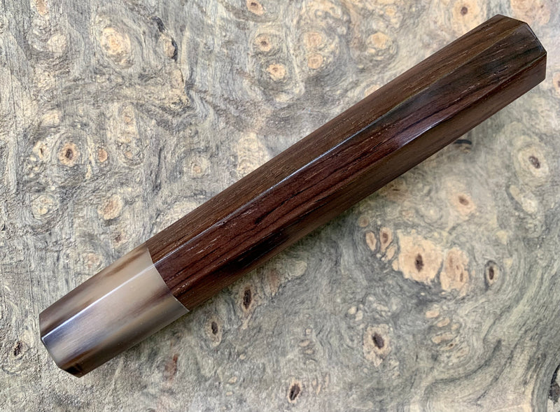 Custom Japanese Knife handle (wa handle)  for 240mm -  Straight grain Brazilian Rosewood and marbled horn