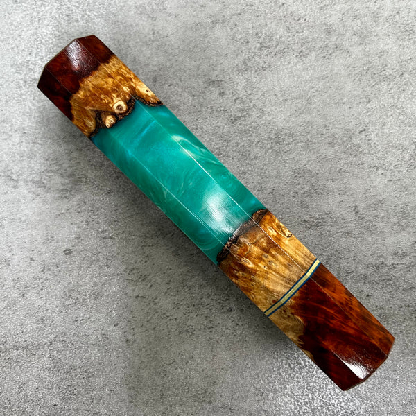 Custom Japanese Knife handle (wa handle)  for 240mm -  bloodwood burl hybrid