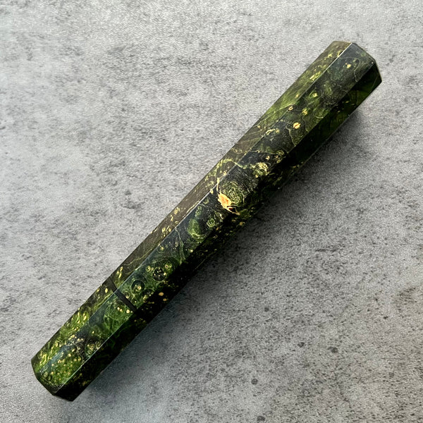 Custom Japanese Knife handle (wa handle)  for 240 : Emerald and black dyed box elder