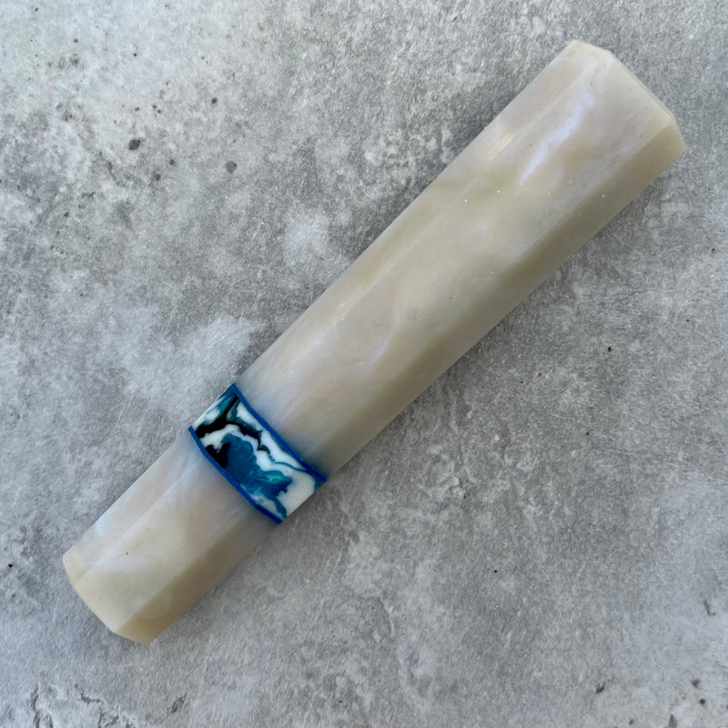 Custom Japanese Knife handle (wa handle)  for 165-210mm : Blue pearl and Frost bite