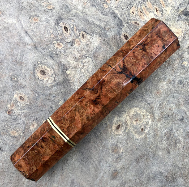 Custom Japanese Knife handle (wa handle)  for 165-210mm  - Dyed Chechen burl