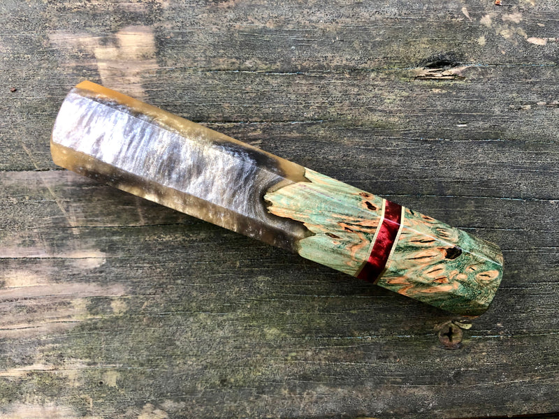 Custom Japanese Knife Handle - Dyed maple burl hybrid