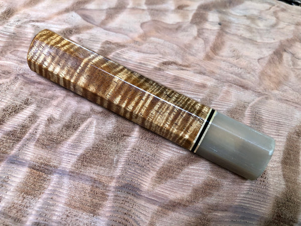 Custom Japanese Knife Handle (Wa Handle) - Hawaiian Koa with Horn