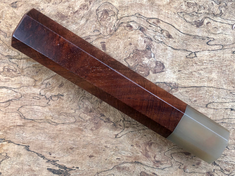 Custom Japanese Knife handle (wa handle)  for 240mm - Curly Siamese Rosewood and Blonde