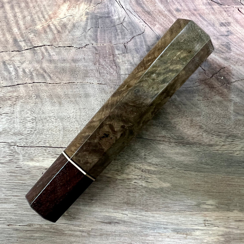 Custom Japanese Knife handle (wa handle)  for 165-210mm  -  Canxan negro burl and rosewoods