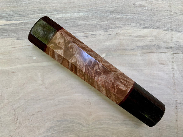 Custom Japanese Knife handle (wa handle) - Maple burl and African Blackwood