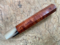 Custom Japanese Knife handle (wa handle) - Siamese Rosewood and marble horn