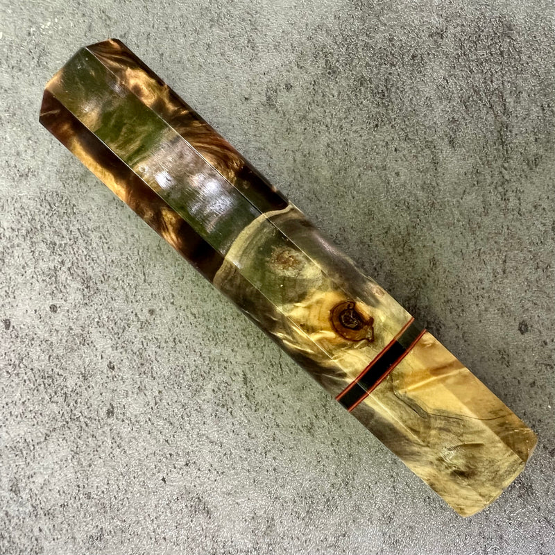 Custom Japanese Knife handle (wa handle)  for 165-210 mm  -    Buckeye burl bronze hybrid