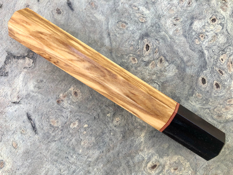 Custom Japanese Knife handle (wa handle)  for 240mm - Olive and African Blackwood