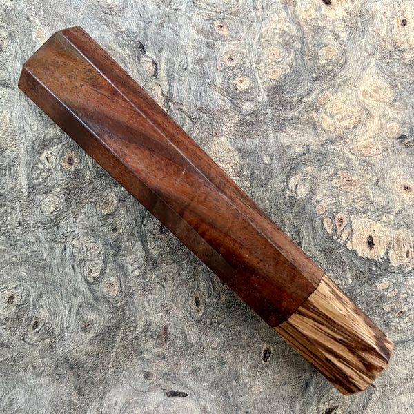 Custom Japanese Knife handle (wa handle)  for 240mm - Curly Claro walnut and zebrawood