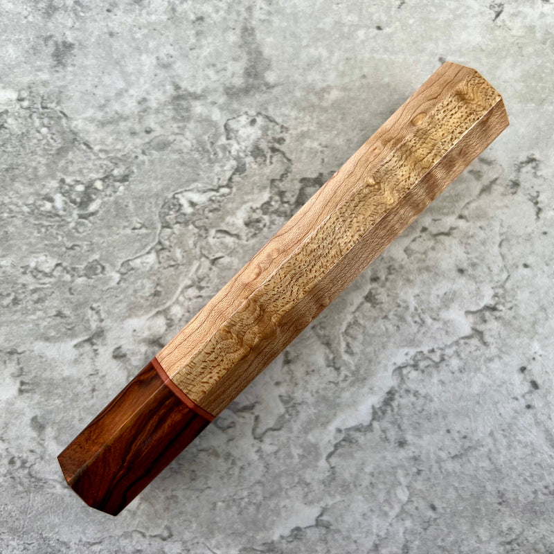 Custom Japanese Knife handle (wa handle)  for 165-210mm :  Birdseye maple and desert ironwood