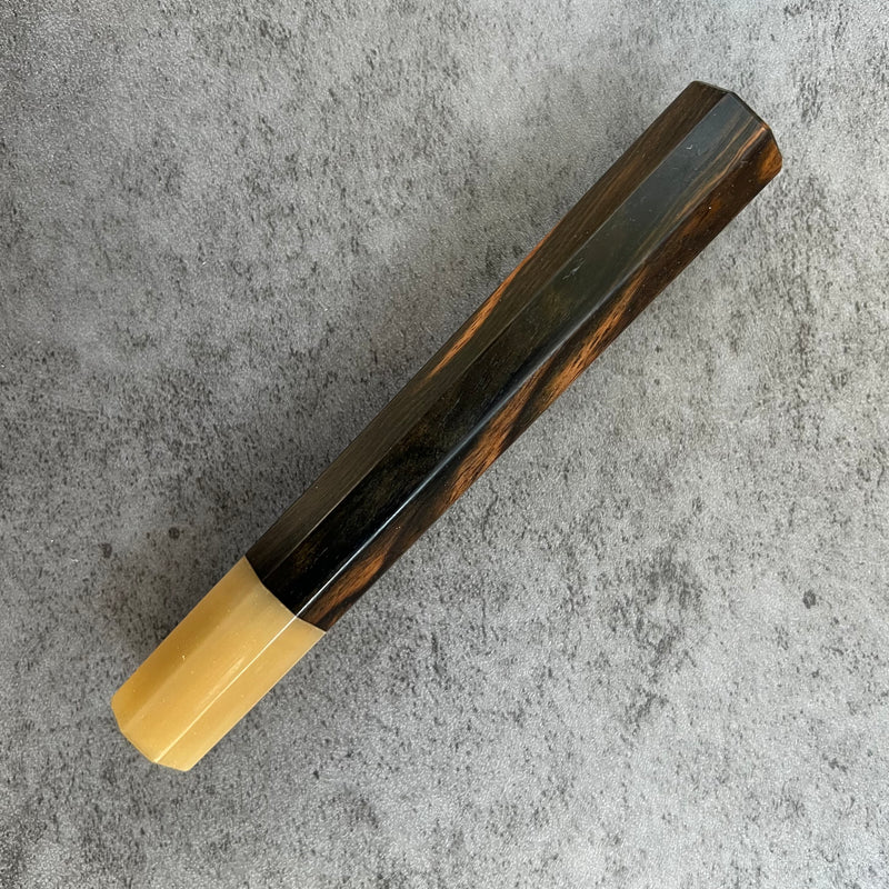 Custom Japanese Knife handle (wa handle)  for 210mm: Mun Ebony and blonde horn