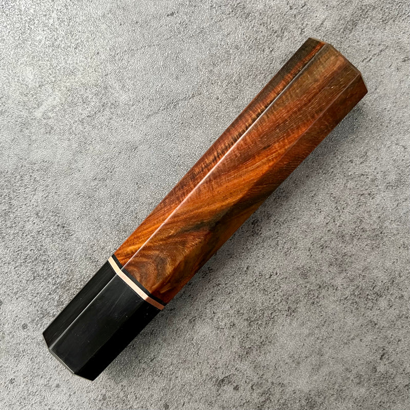 Custom Japanese Knife handle (wa handle)  for 165-210mm: Curly Siamese Rosewood