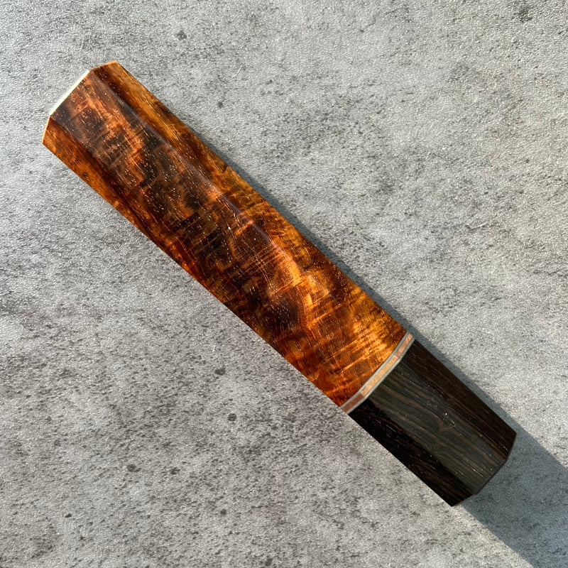 Custom Japanese Knife handle (wa handle)  for 165-210mm: Exquisite Siamese Rosewood and African Blackwood