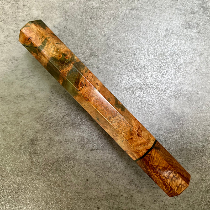 Custom Japanese Knife handle (wa handle)  for 240mm -  Maple burl and Honduran rosewood