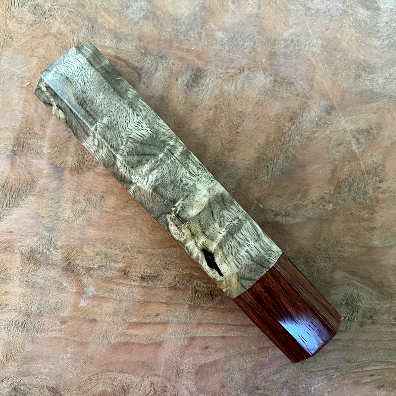 Custom Japanese Knife handle (wa handle)  for 165-210mm  - Myrtle burl and rosewood