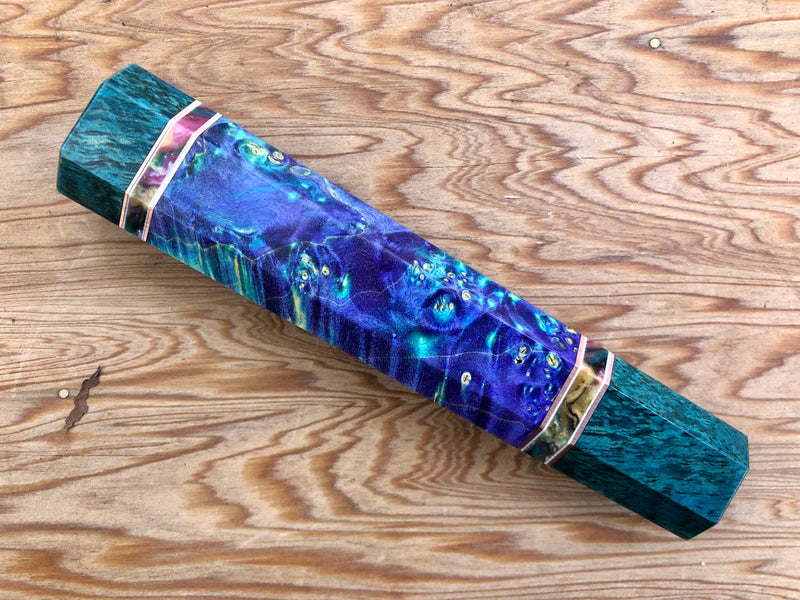 Custom Japanese Knife handle (wa handle)  for 240mm - Dyed box elder and mango