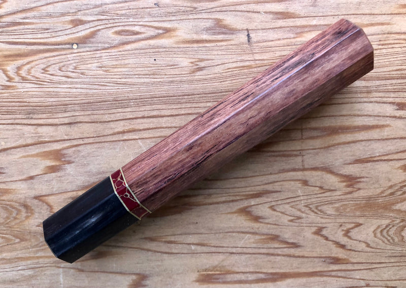 Custom Japanese Knife handle (wa handle) for 165-210mm -  Honduran Rosewood with stone and horn