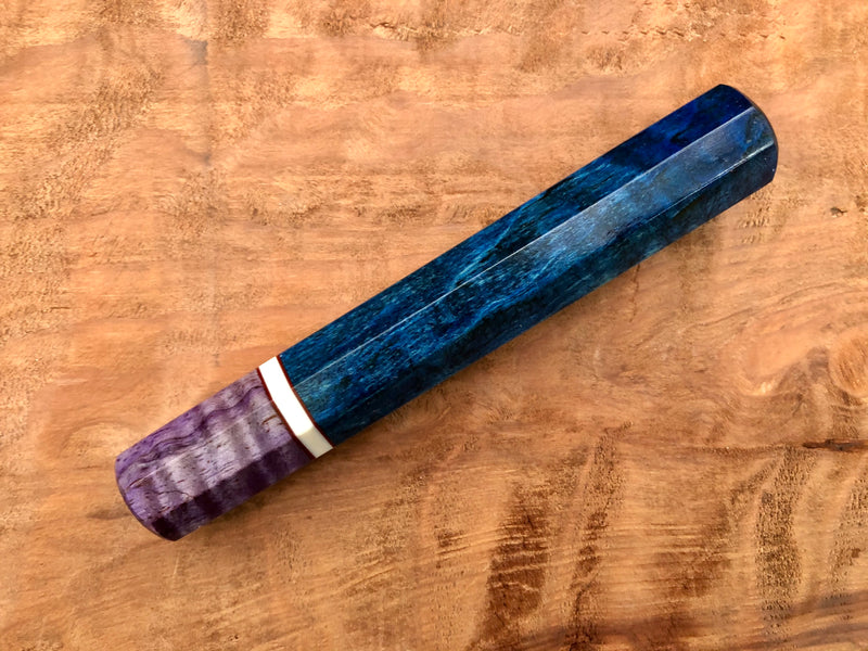 Custom Japanese Knife Handle (Wa Handle) - Dyed Spalted Maple