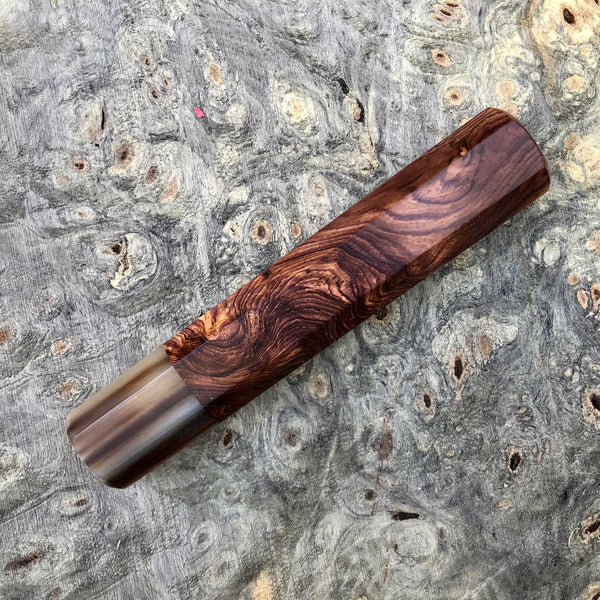 Custom Japanese Knife handle (wa handle) - Honduran Rosewood Burl and horn