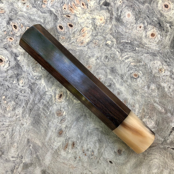 Custom Japanese Knife handle (wa handle) - African Blackwood and marbled Buffalo horn