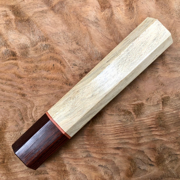 Custom Japanese Knife handle (wa handle) for 165-210mm : American Holly and Rosewood