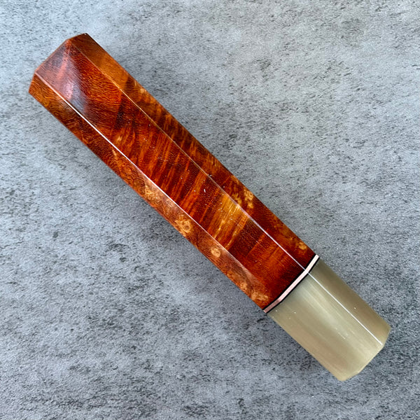 Custom Japanese Knife handle (wa handle)  for 240mm  -  Bloodwood burl and horn