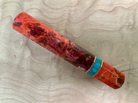 Custom Japanese Knife handle (wa handle) - Dyed box elder and turquoise gold web