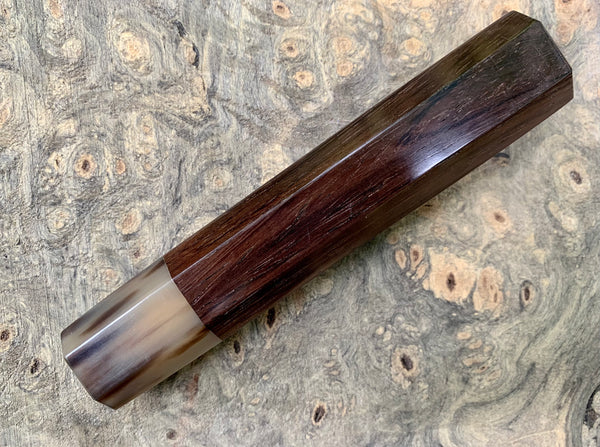 Custom Japanese Knife handle (wa handle)  for 240mm -  Straight grain Brazilian Rosewood and marbled horn