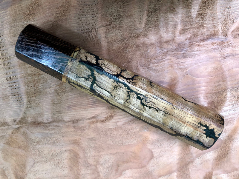 Japanese Knife Handle (Wa Handle) - Black Litchenberg on walnut