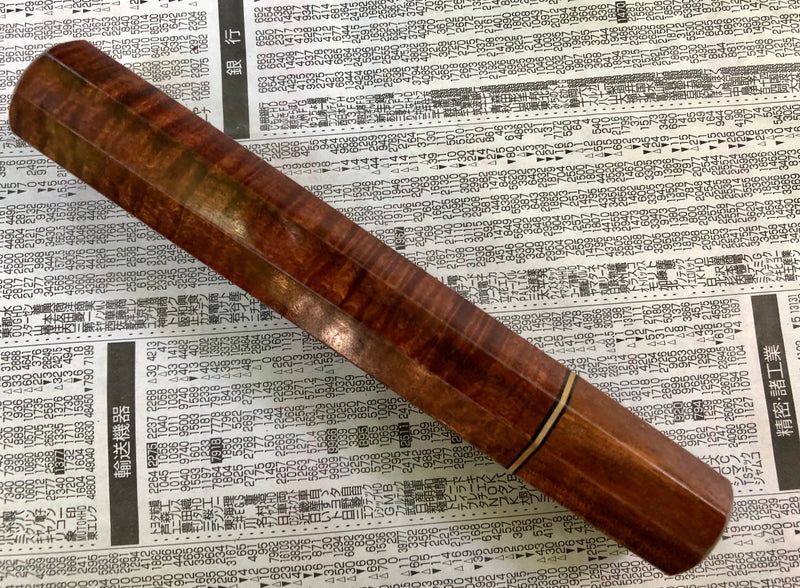 Custom Japanese Knife handle (wa handle) for 210mm - Figured Narra with Tasmanian Blackwood