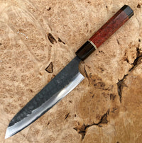 Custom Anryu AS hammered Gyuto 180mm -  black ash burl and Macassar ebony